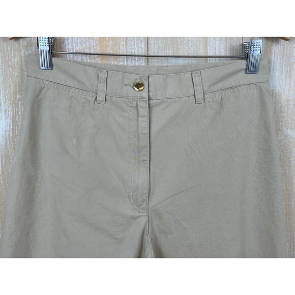 LAUREN RALPH LAUREN Size 8 Khaki Wide Leg Cotton Cropped Capris Pants W/Pockets - Picture 4 of 11